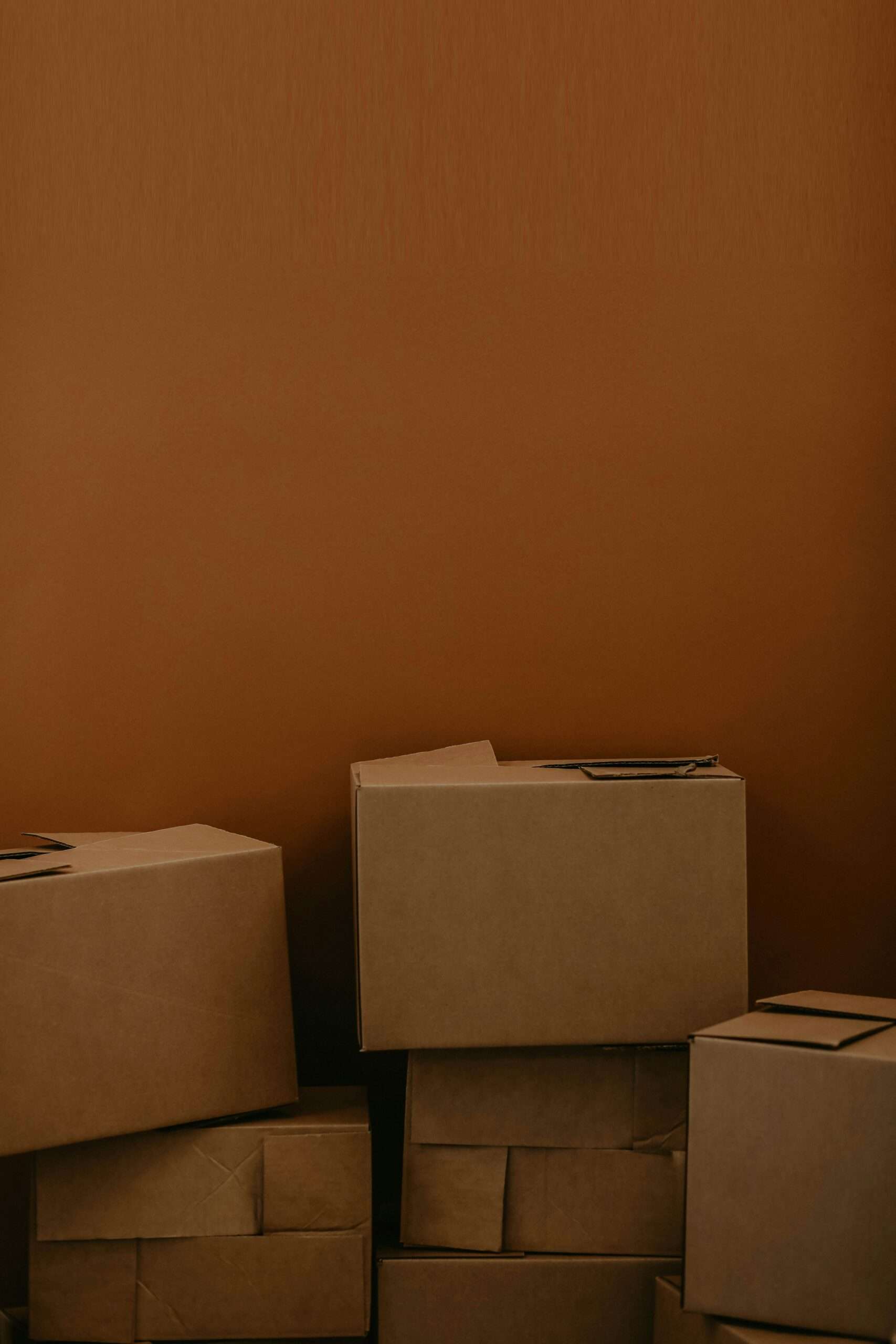 Stacked moving boxes prepared for local and long-distance Fargo relocation